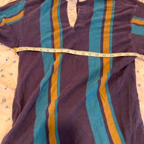 Vintage 90s Rugby Men’s Sz: M Penguin Club Navy Teal Gold Vertical Stripe Polo. - Picture 3 of 10